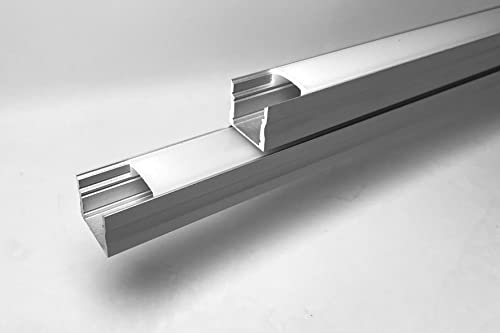 Litner Led-Perfil de aluminio para LED canal tira con difusor opaco PACK 4 metros con soporte de montaje