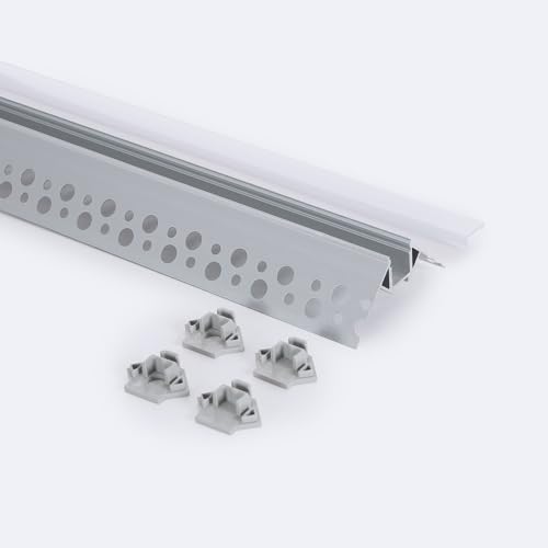 LEDKIA LIGHTING Perfil Aluminio Integración en Escayola/Pladur para Esquina Exterior Tira LED hasta 9 mm 2m