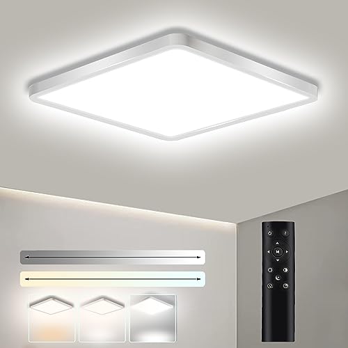 Ouyulong Lámpara De Techo LED Regulable 30x30cm, 36W Plafón Con Mando a Distancia,3000K-6500K Temperatura de Color Control,10%-100% Brillo Ajustable,Temporizador Función,para Salon Dormitorio Cocina