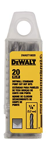 DEWALT DWAST18020 - Broca de corte estándar de pared seca de 1/8 pulgadas, paquete de 20