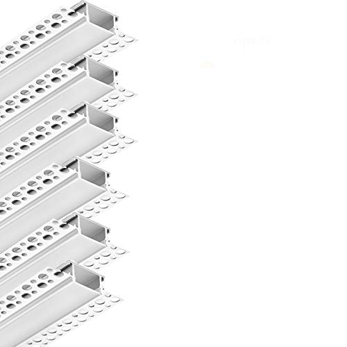 Besseto Perfil LED de yeso en perfil, paquete de 6 tiras de luces LED de 3.3 pies/1 m, perfil LED de aluminio para pared y techo