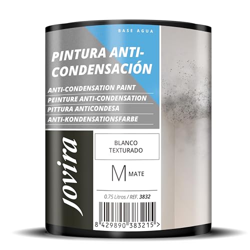 JOVIRA PINTURAS Pintura Anticondensación, Antihumedad antimoho exterior-interior. Eficaz para paredes de yeso, hormigón, cemento. (750 Mililitros, Blanco)