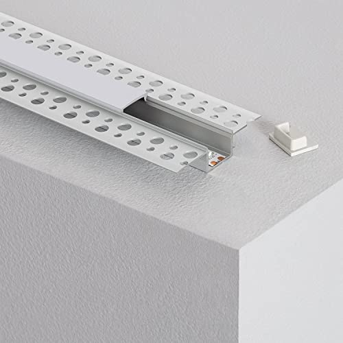LEDKIA LIGHTING Perfil de Aluminio con Tapa Continua Integración en Escayola/Pladur para Tira LED hasta 15 mm 2m