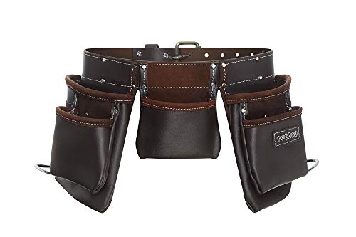 Tucano TC-00400 - Cinturón portaherramientas de piel superior con 12 bolsillos, bolsa eléctrica con cinturón ajustable de piel para todos los tamaños, ideal para hombre, bricolaje, placa, carpintero