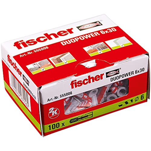 fischer - Tacos pared 6X30 DuoPower para hormigón, Caja 100 uds